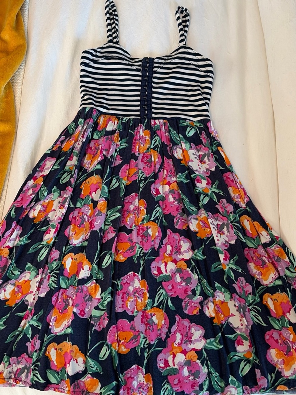 Xhilaration Navy Striped Bodice Floral Sundress